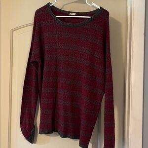 Red and Gray Striped Sweater